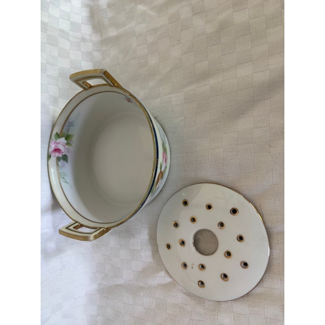 Japanese Antique Hand Painted Porcelain Butter Tub For Sale - Image 3 of 12