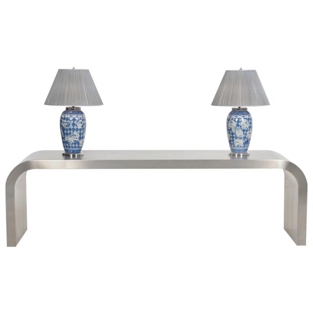 1980s 1980s Jay Spectre Custom Console and Pair of Lamps For Sale - Image 5 of 12