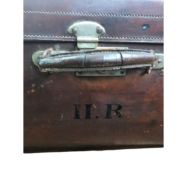 English 1900's English Leather Trunk on Stand For Sale - Image 3 of 11