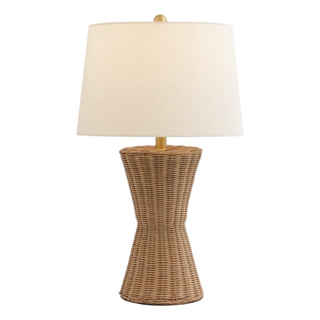 Aitana 26" Rattan Table Lamp in Natural/Brass For Sale