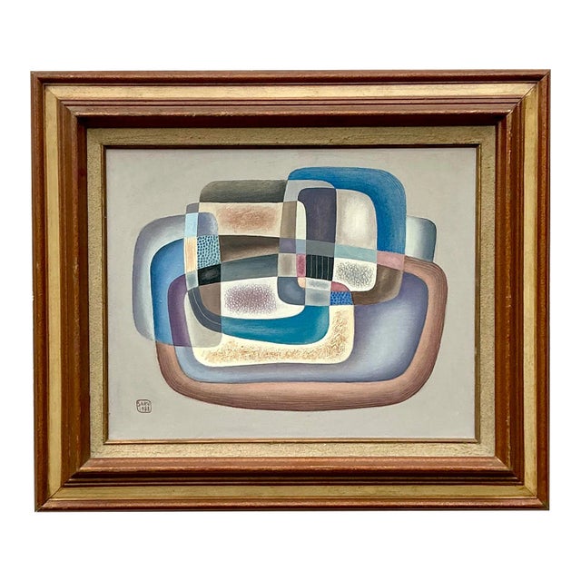 Vintage Boho 1988 Abstract Painting on Canvas For Sale