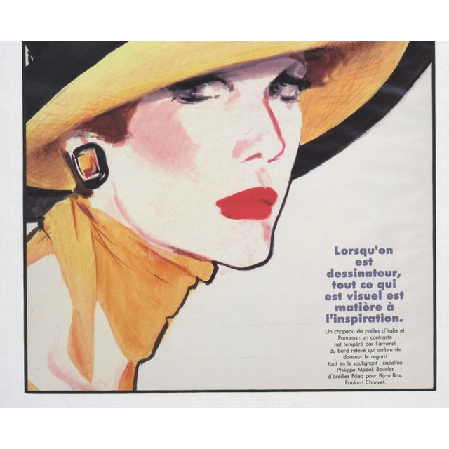 Contemporary 1986 French Summer Fashion Print-by Gruau, Matted For Sale - Image 3 of 4