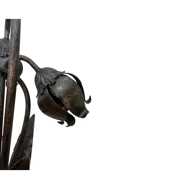 1970s Tulip Lamps Metal Architectural Salvage Iron Hans Kogl Style Industrial Hollywood Regency - a Pair For Sale - Image 10 of 12