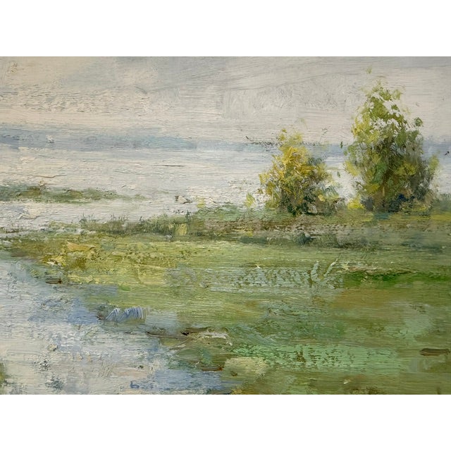 Impressionist Countryside Meadow & Sky Scene - Large Square Canvas For Sale In Atlanta - Image 6 of 11