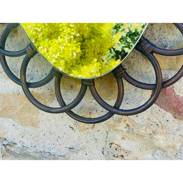 Mid-Century Oval Bamboo & Rattan Mirror, 1960s For Sale - Image 6 of 18