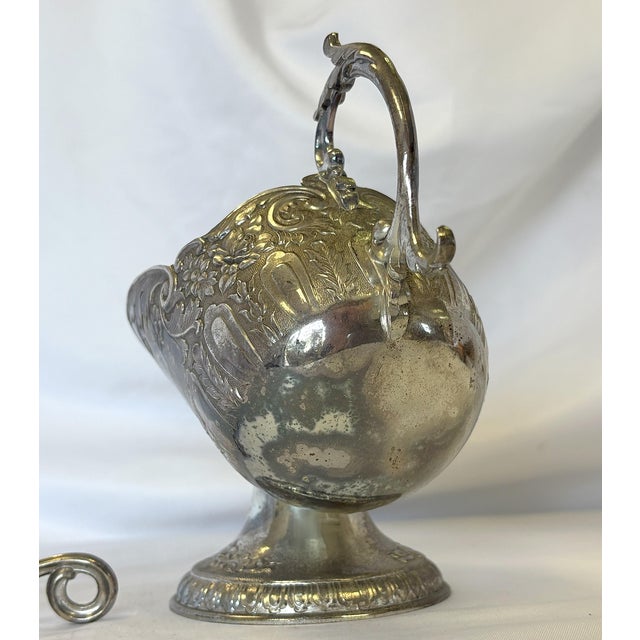 Antique Victorian Style Silverplate Salt Cellar With Scoop Made in Japan For Sale - Image 10 of 12