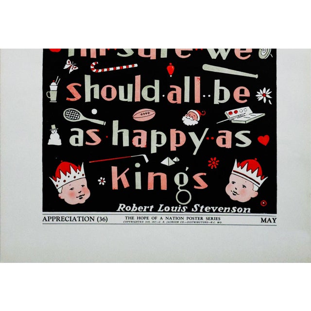 Mid-Century Modern 1937 American Hope of a Nation Poster Series, Appreciation (Robert Louis Stevenson) For Sale - Image 3 of 4