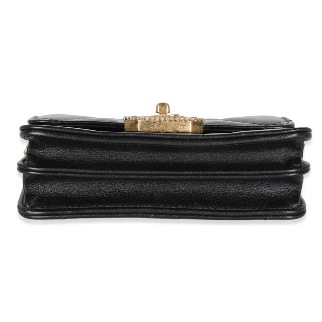 Chanel Black Quilted Calfskin Strass Mini Flap Bag For Sale - Image 4 of 9