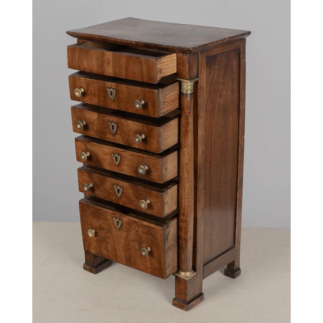 Early 19th Century French Empire Miniature Semainier Chest, Walnut & Brass, Circa 1800 For Sale - Image 5 of 10