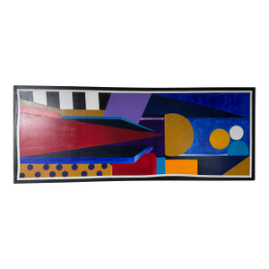 1980s Postmodern Geometric Abstract Acrylic on Canvas Painting, Unsigned