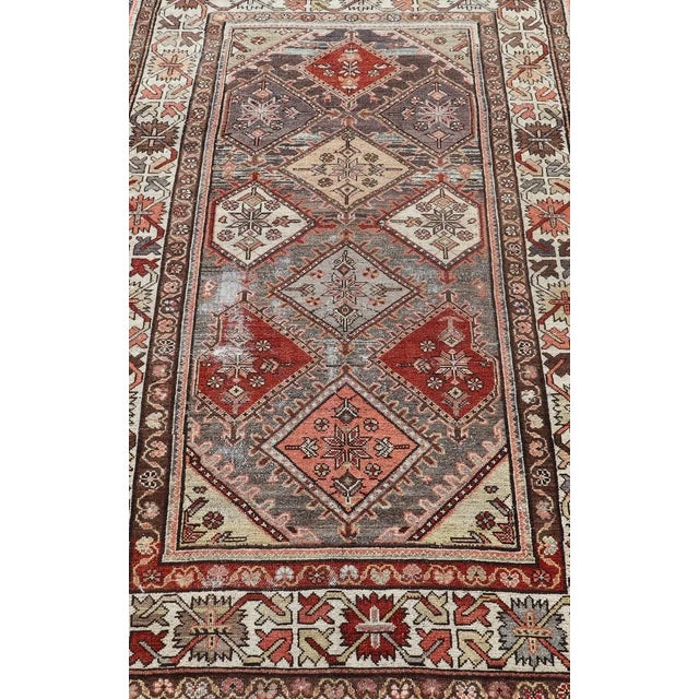 Textile Beautiful Antique Persian Bakhitari Rug in Diamond Patten in Gray & Multi Colors 4'1 X 7 For Sale - Image 7 of 13
