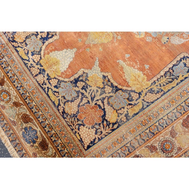 Fine Antique Persian Silk Heriz Rug 3'9'' X 5'3'' For Sale - Image 11 of 12