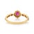 Oval Cut Ruby & Diamond Floral Halo Vintage Ring Size 8 in 14k Yellow Gold For Sale - Image 9 of 15