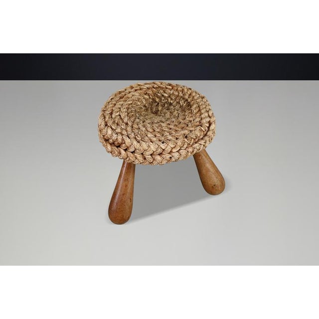 French Rope Stool by Audoux Minet, 1960s For Sale - Image 4 of 10
