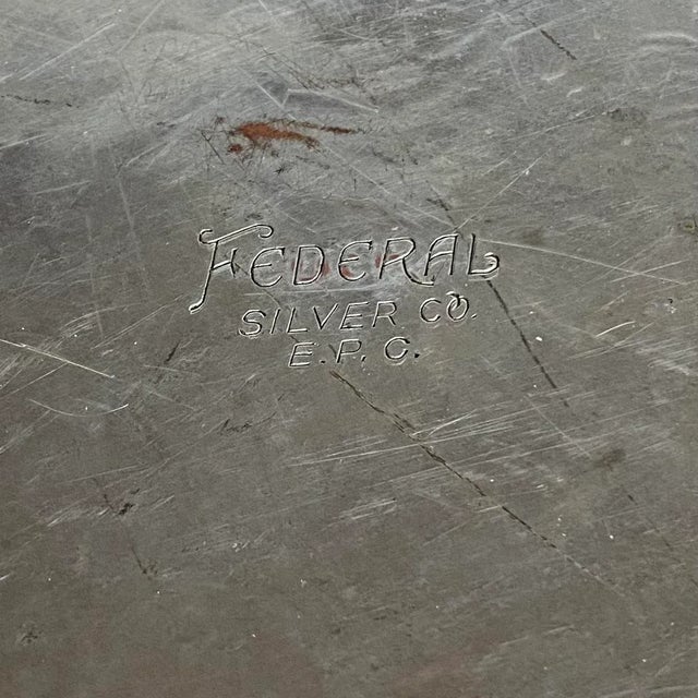 Vintage 1950s Federal Silver Co. Silver Plate Serving Tray For Sale - Image 10 of 11