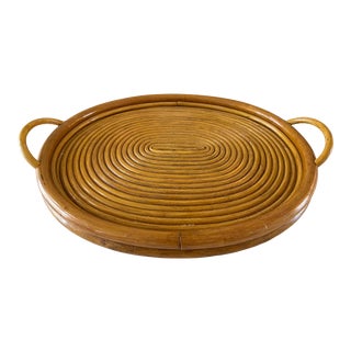 Vintage Bamboo Serving Tray For Sale