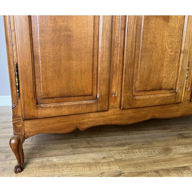 Vintage French Louis XVI Style Carved Oak 4-Door Wardrobe For Sale - Image 6 of 12