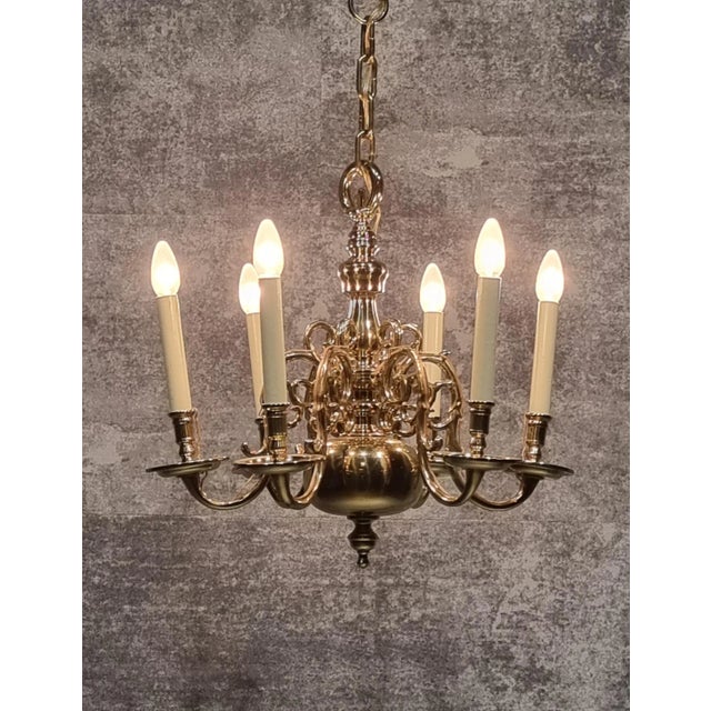 Chandelier based on a 17th century old Dutch crown with accompanying ball and six S shaped arms. Nicely wired. This piece...