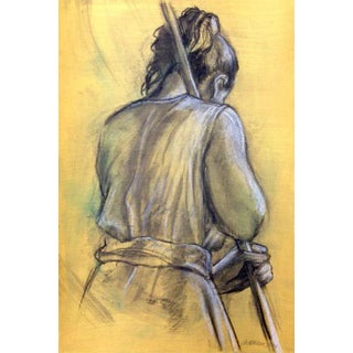 Mixed Media Figure Drawing by Kathleen Ney, "Working" For Sale