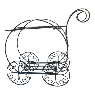 Vintage Black Metal Garden Cart For Sale