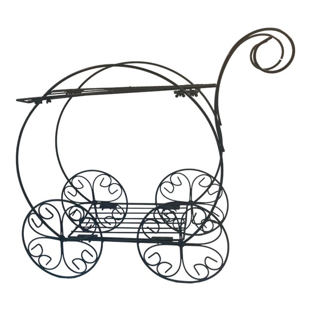 Vintage Black Metal Garden Cart For Sale