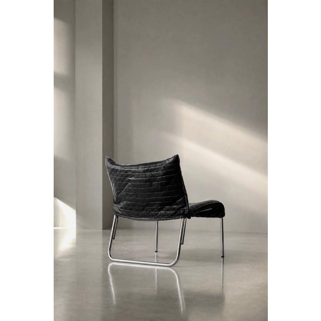 1980s Mid-Century Scandinavian Modern Black Patchwork Leather Lounge Chairs from Ikea, 1980s, Set of 2 For Sale - Image 5 of 18