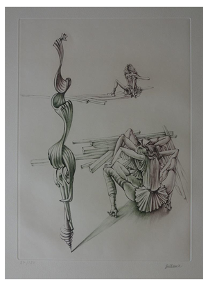 Hans Bellmer, Woman on the Boards, Original Etching