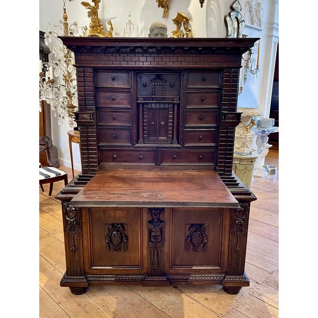 Renaissance Italian Renaissance Walnut Collector's Cabinet or Vargueno For Sale - Image 3 of 12