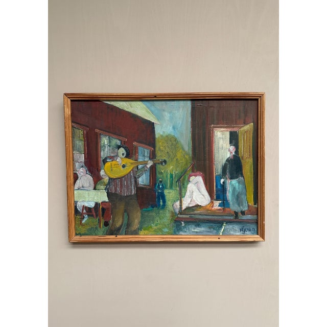 Original Swedish Oil on Canvas – “Familjen” (The Family) by Hendrik De Jong – Signed & Dated 1980 – Vintage & Framed – 75...