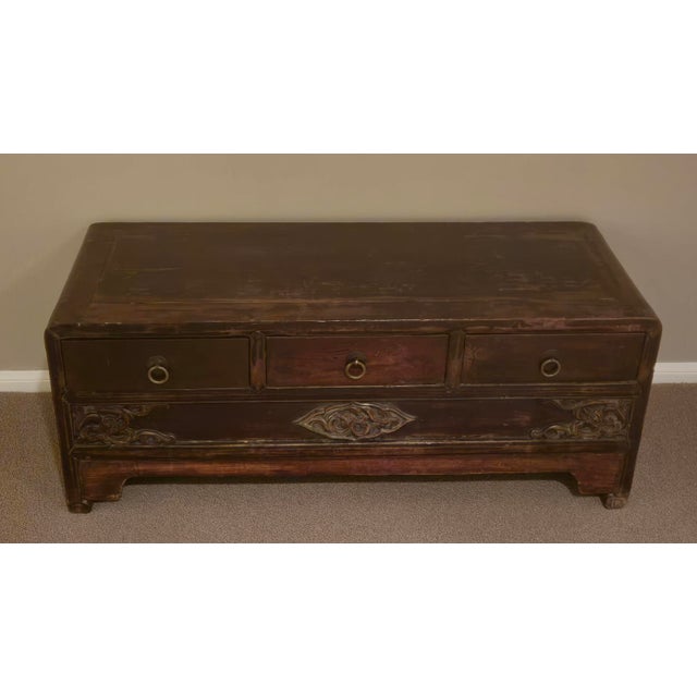 Antique Chinese Low Boy 3 Drawer Cabinet For Sale In Los Angeles - Image 6 of 8