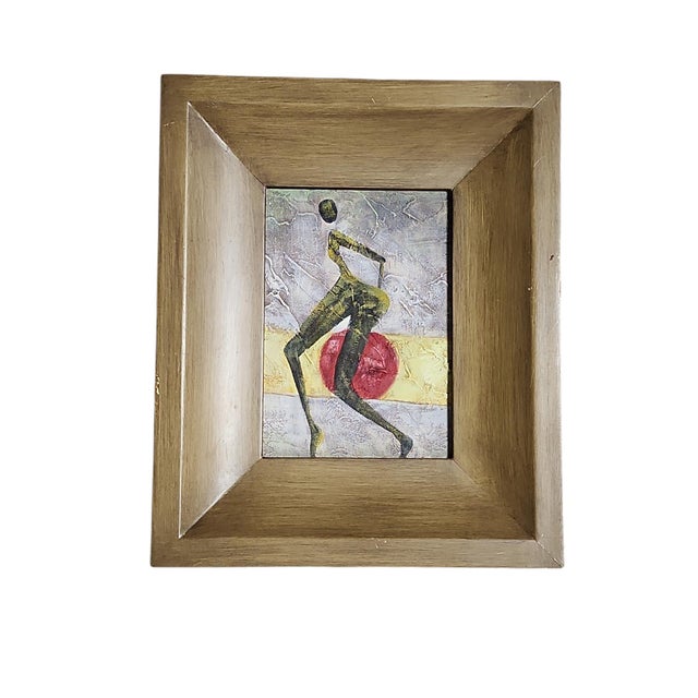Vintage Contemporary African Figural Oil Paintings - Set of 3 For Sale In Atlanta - Image 6 of 7
