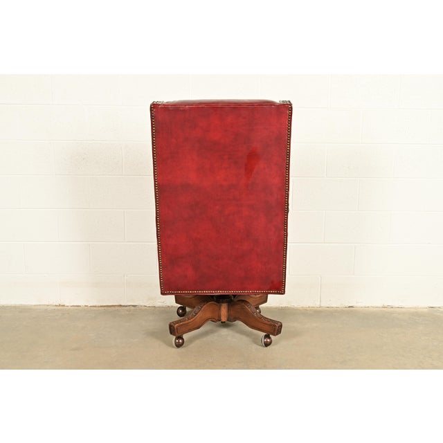 Romweber Viking Oak and Leather High Back Executive Swivel Desk Chair, Circa 1960s For Sale - Image 13 of 14