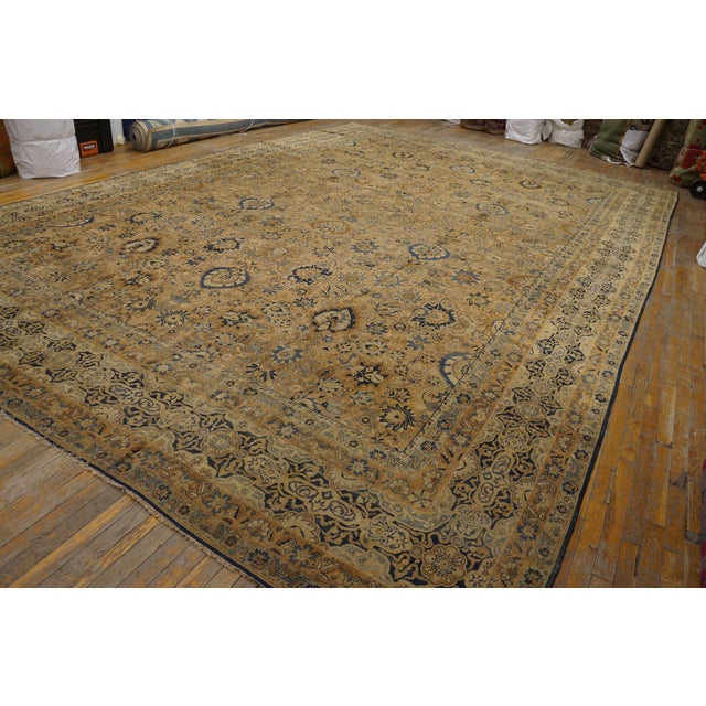 Luxurious Beige Background With Special Allover-Floral Design Antique Persian Kirman Rug For Sale - Image 10 of 12