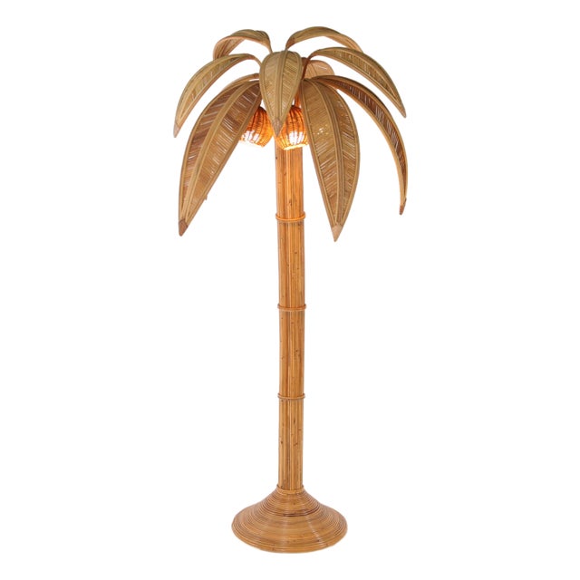 Palmtree Floor Lamp in Rattan For Sale