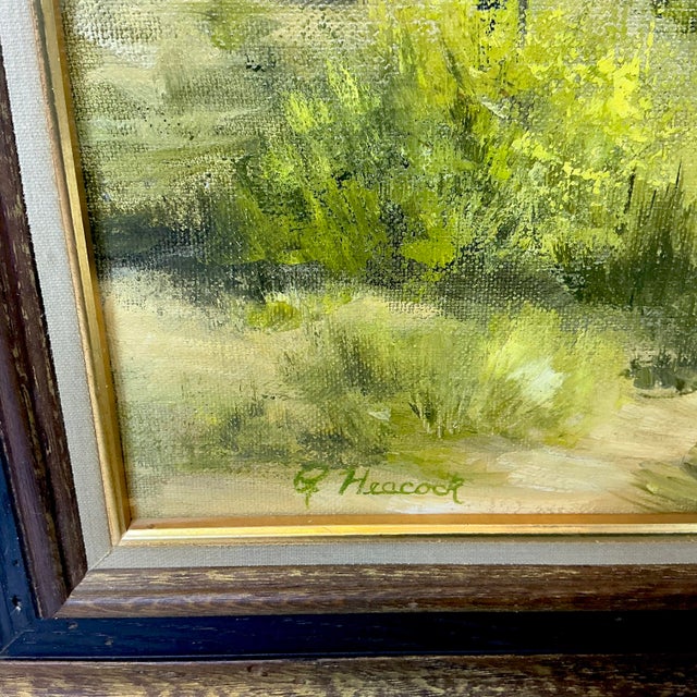 1970s Vintage Southwestern Impressionist Saguaro Landscape Folk Art Original Oil Painting, Artist Signed For Sale - Image 13 of 13