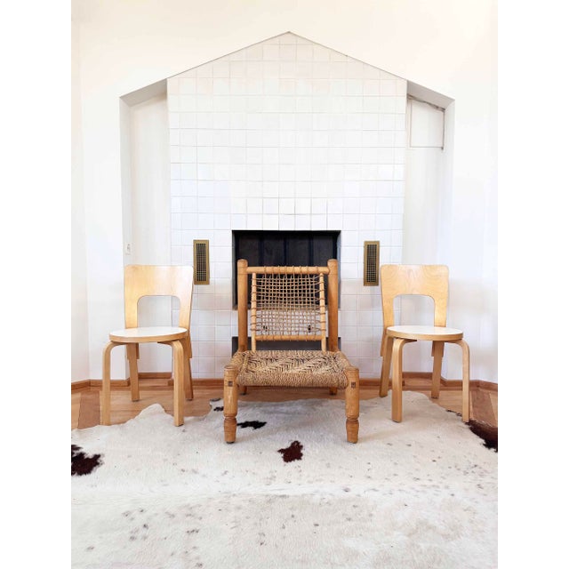 Mid-Century Modern Rustic Brutalist Modern Armchair Attributed to Adrien Audoux & Frida Minet, France 1950 For Sale - Image 3 of 12