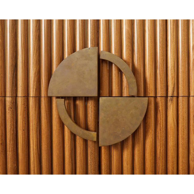 Wood Midcentury Modern Hardwood Pagoda Form Dry Bar Cabinet For Sale - Image 7 of 12