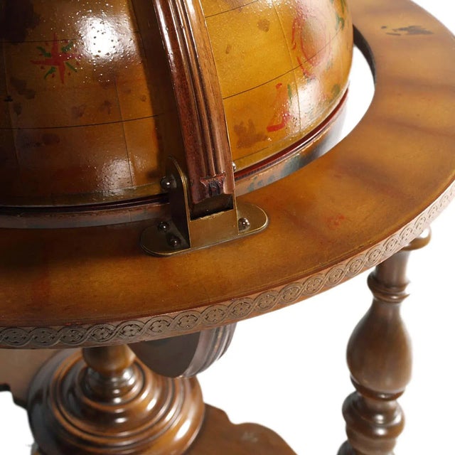 Italian Cocktail Bar Cart on Decorated World Map, 1950s For Sale - Image 9 of 12