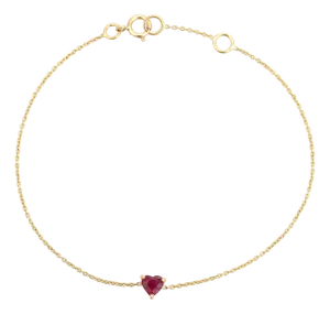 VRJewels Minimalist Prong Set 14k Solid Gold Ruby Heart Bracelet for Love