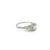 Vintage natural emerald, round, and baguette cut diamond engagement ring. The ring is made in 18k textured white gold and...