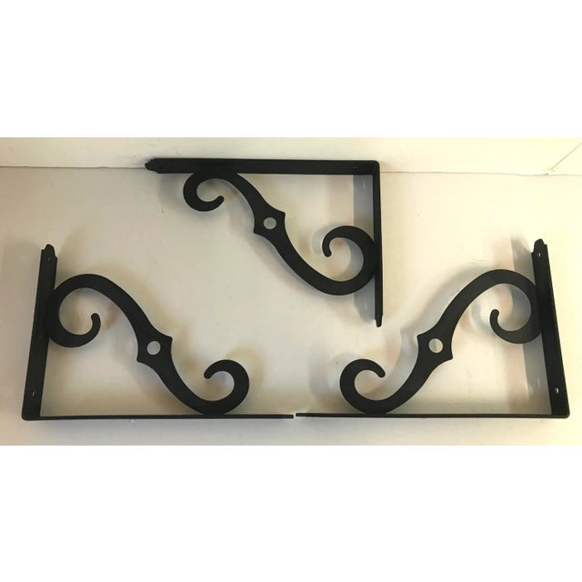 Mid-Century Modern Vintage Black Metal Corner Brackets - Set of 3 For Sale - Image 3 of 7