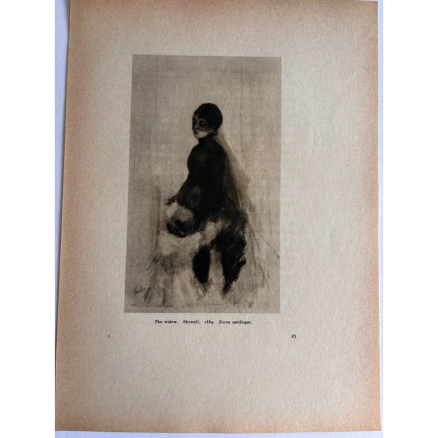 Tan Anders Zorn, the Widow 1928 Original Published Lithograph, Printed in Sweden For Sale - Image 8 of 10