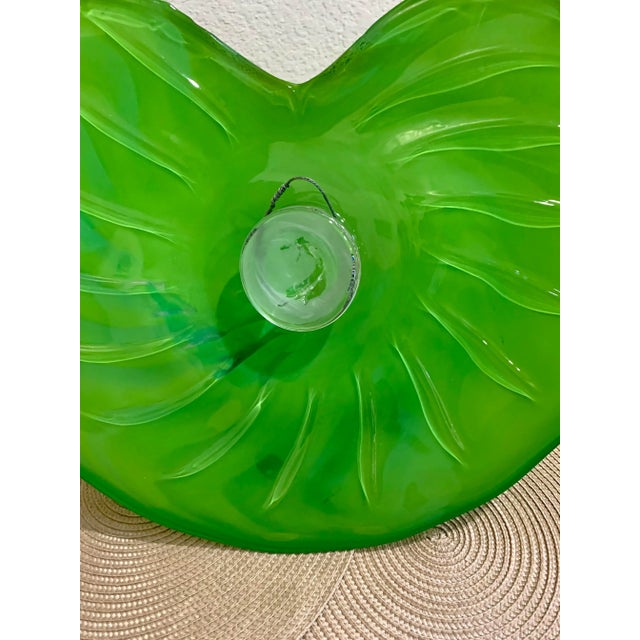 Frog on a Lily Pad Art Glass Sculpture For Sale - Image 9 of 11