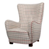 Danish Cabinetmaker Lounge Chair in Wool, 1940s For Sale