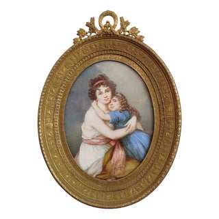 Antique Louis XVI French Miniature in Bronze After E. Vigee Lebrun for Belle Epoque, 1880 For Sale