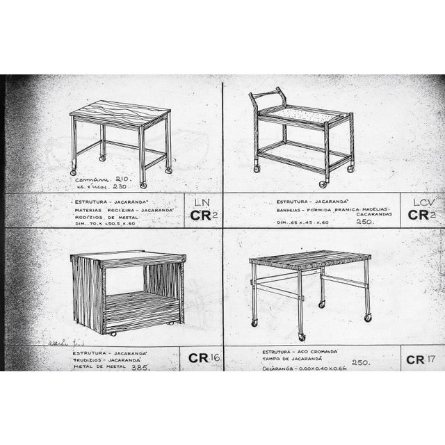 Sergio Rodrigues Brazilian Rosewood Bar Cart With Removable Trays, 1960s For Sale - Image 10 of 12