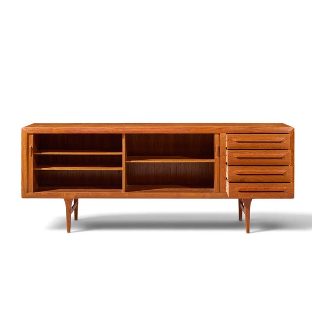 Kofod-Larsen for Faarup Møbelfabrik Mid Century Danish Teak Tambour Door Credenza For Sale In Chicago - Image 6 of 11
