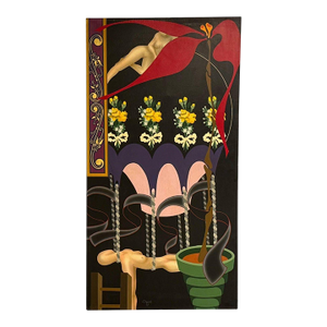 Abstract Expressionism, Contemporary, Large Black Painting, Nude Motif, 20th C.