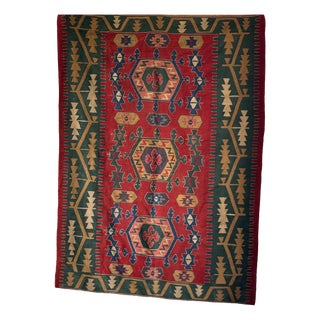 Large Turkish Rug with Predominantly Red Base, 1980s For Sale