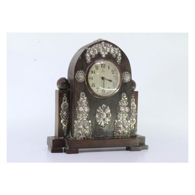 Regulator Clock in Wood with Silver Applications For Sale - Image 6 of 8